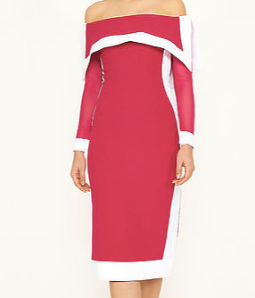 The Rose & White Overlay Shoulder Dress