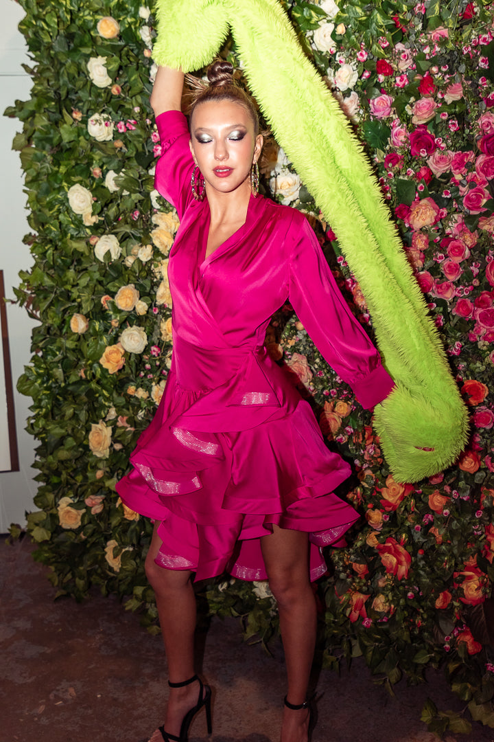 Satin Fuchsia Layer Dress