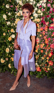 Lavender Ruffled Suit Dress