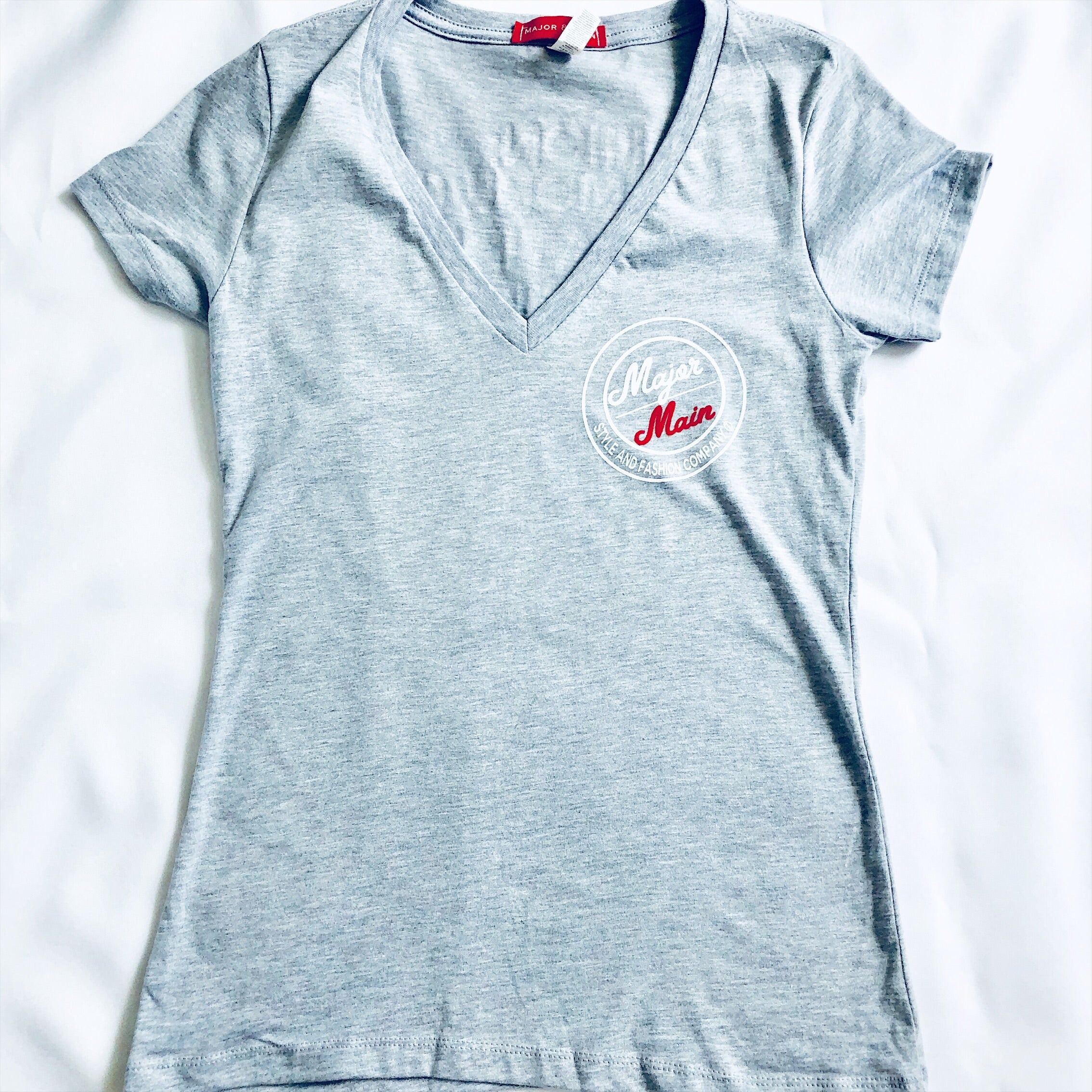 Major & Main- Fashion Mode T-Shirt-V-Neck-Heather Grey